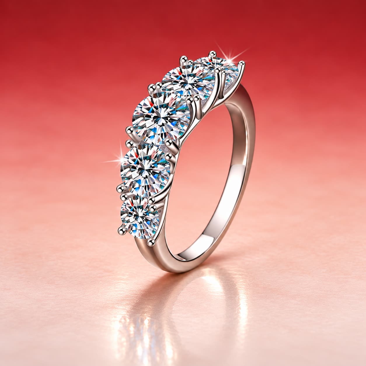 Graduated Multi-Stone Band Ring — 925 Sterling Silver — image 1