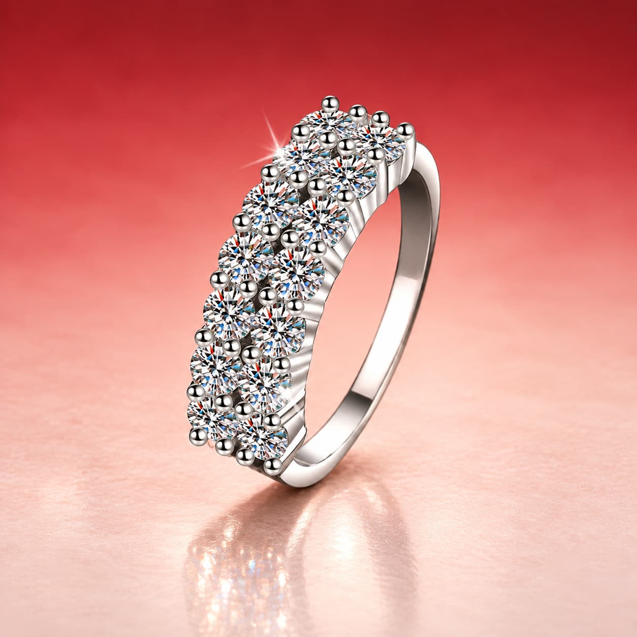 Wide Multi-Row Stone Band Ring — 925 Sterling Silver — image 1