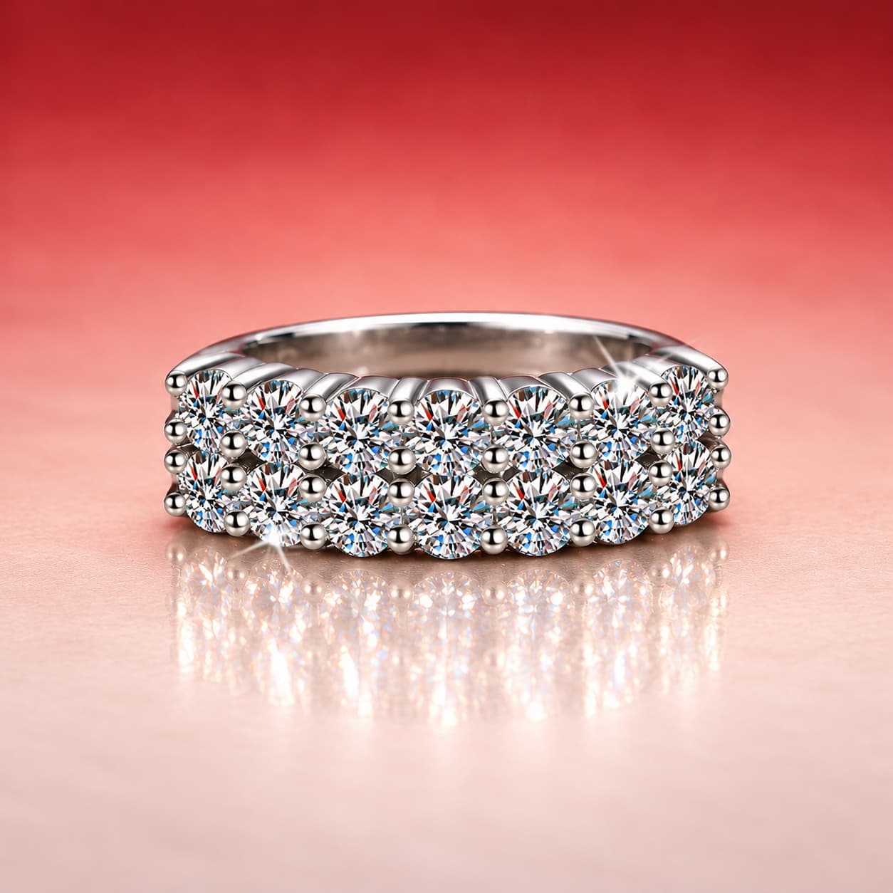 Wide Multi-Row Stone Band Ring — 925 Sterling Silver — image 3