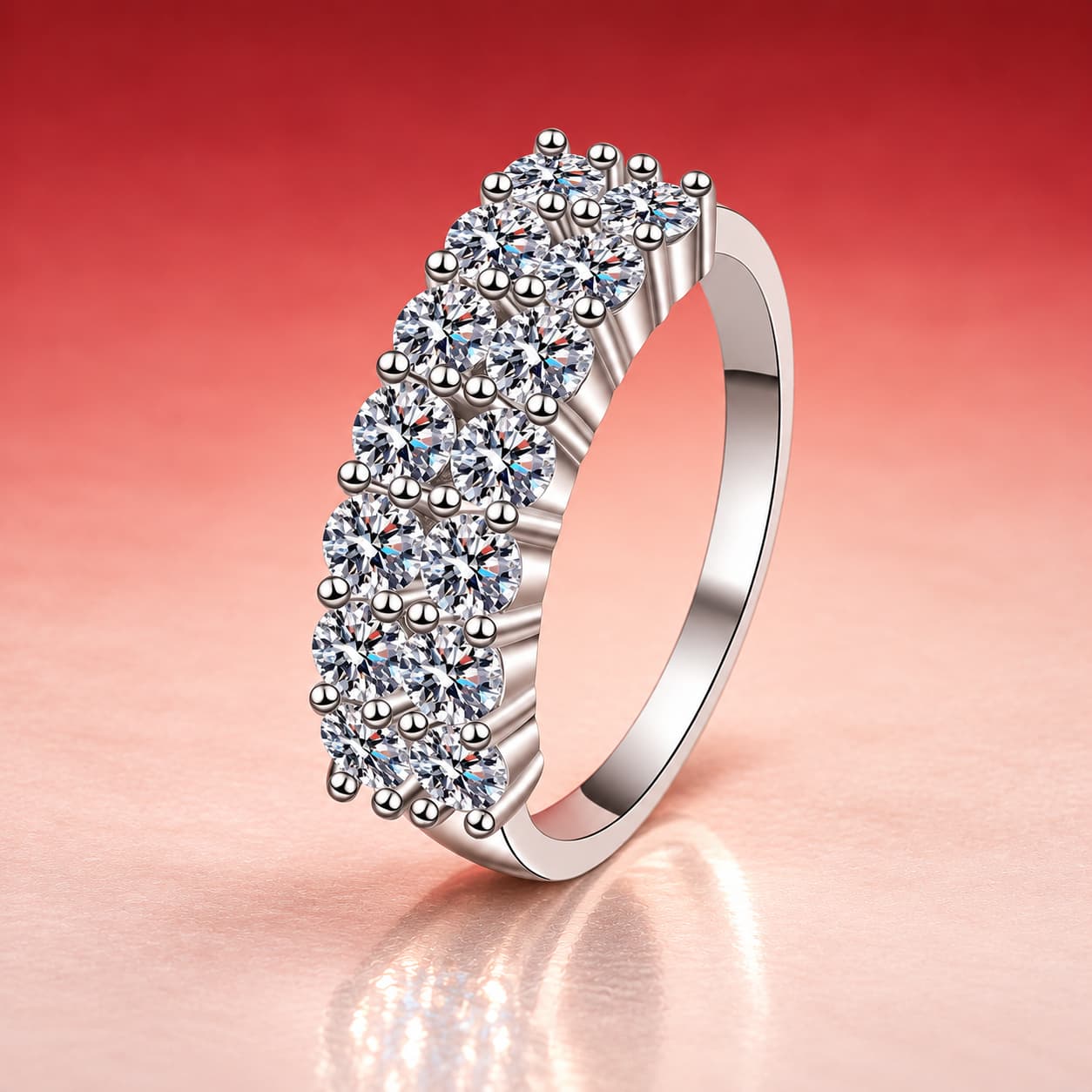 Wide Multi-Row Stone Band Ring — 925 Sterling Silver — image 4