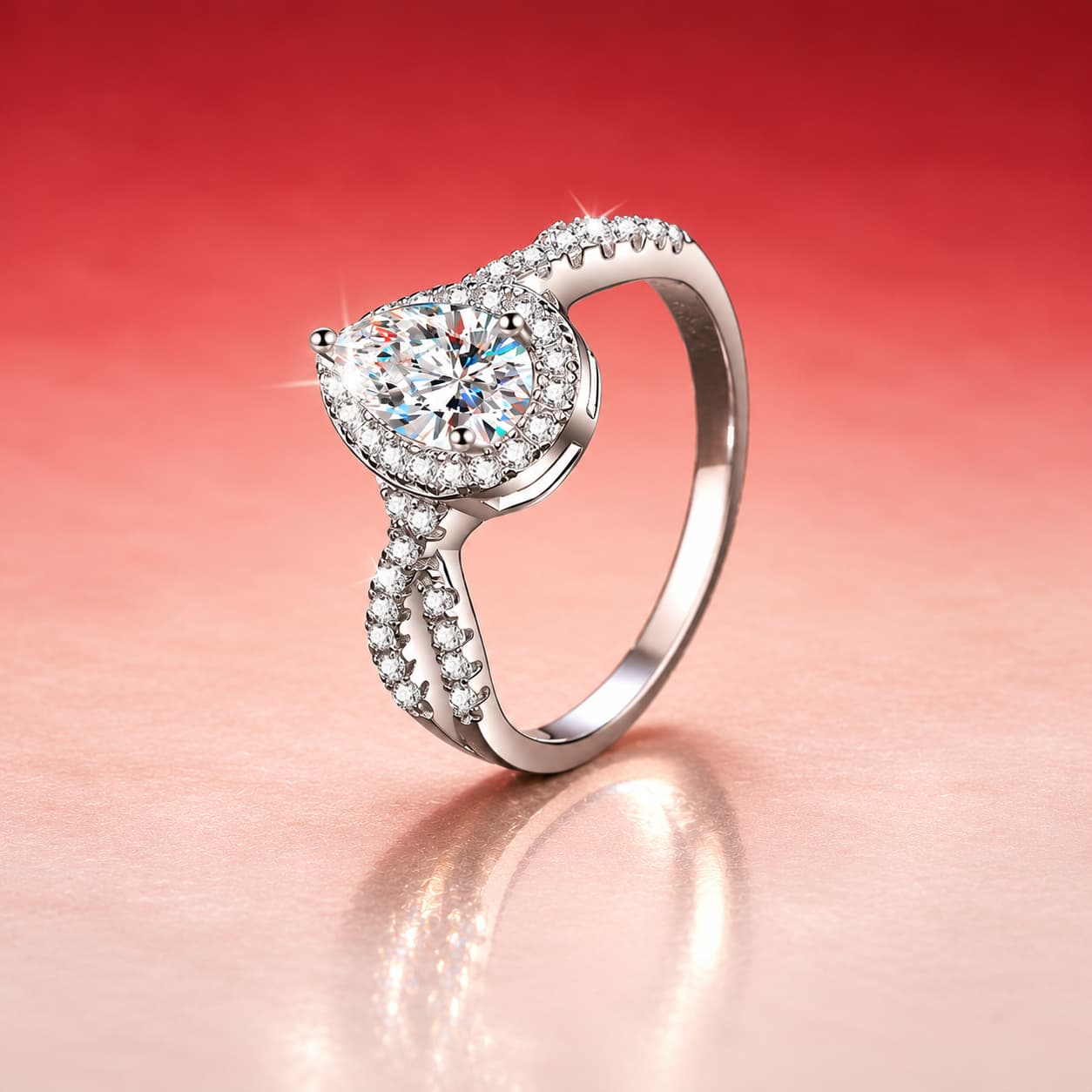 Pear-Cut Halo Ring — 925 Sterling Silver — image 3