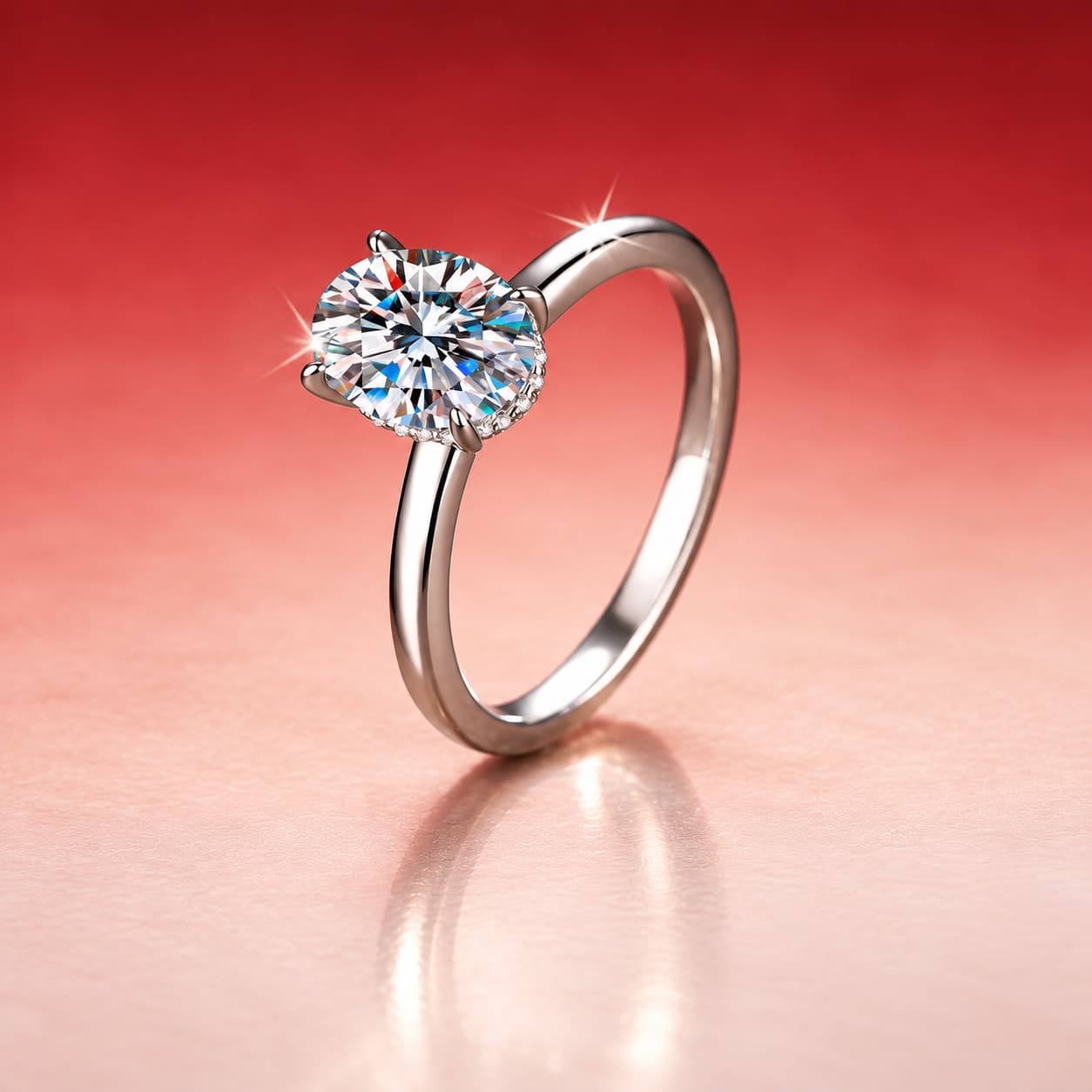 Oval Solitaire Ring — 925 Sterling Silver — image 1