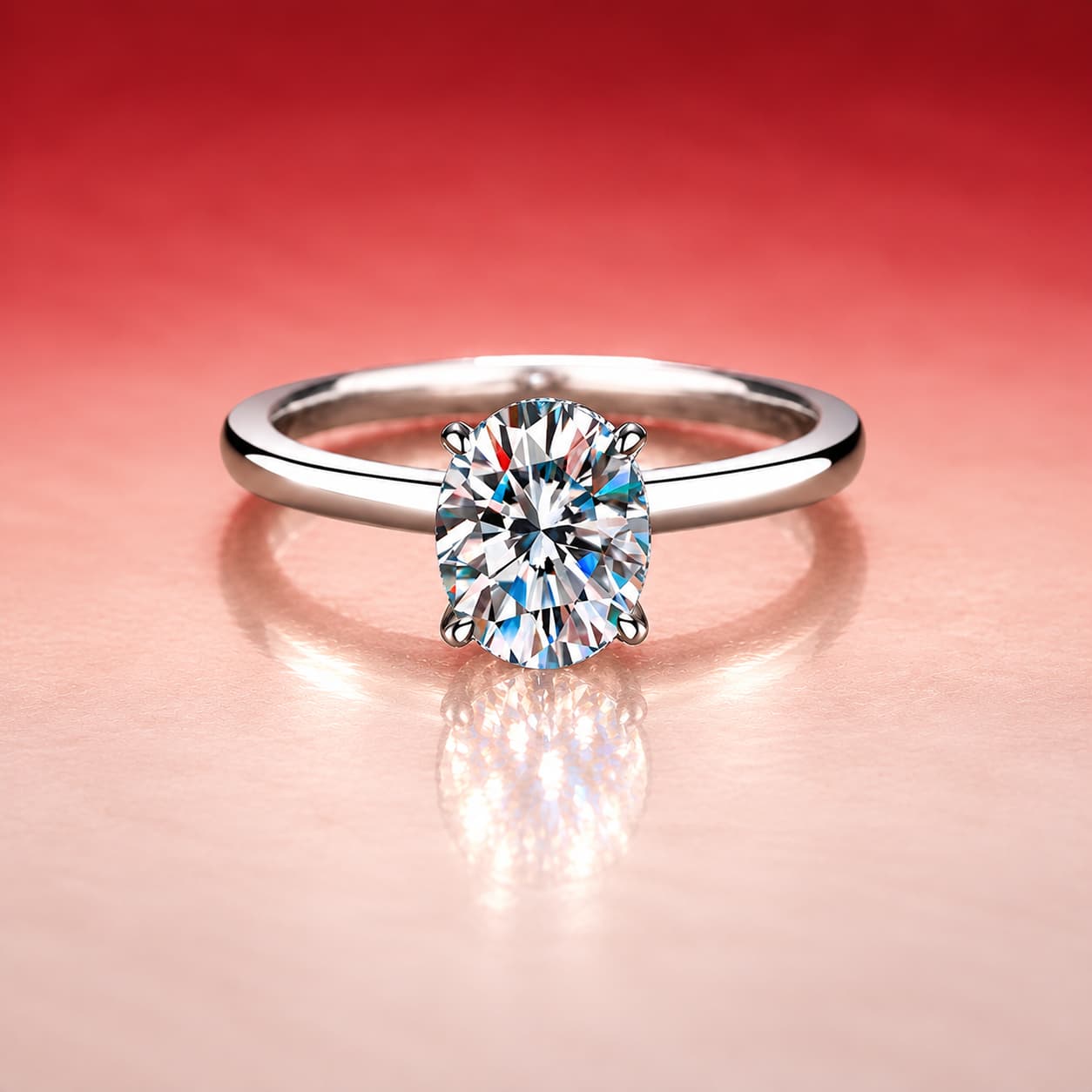 Oval Solitaire Ring — 925 Sterling Silver — image 3