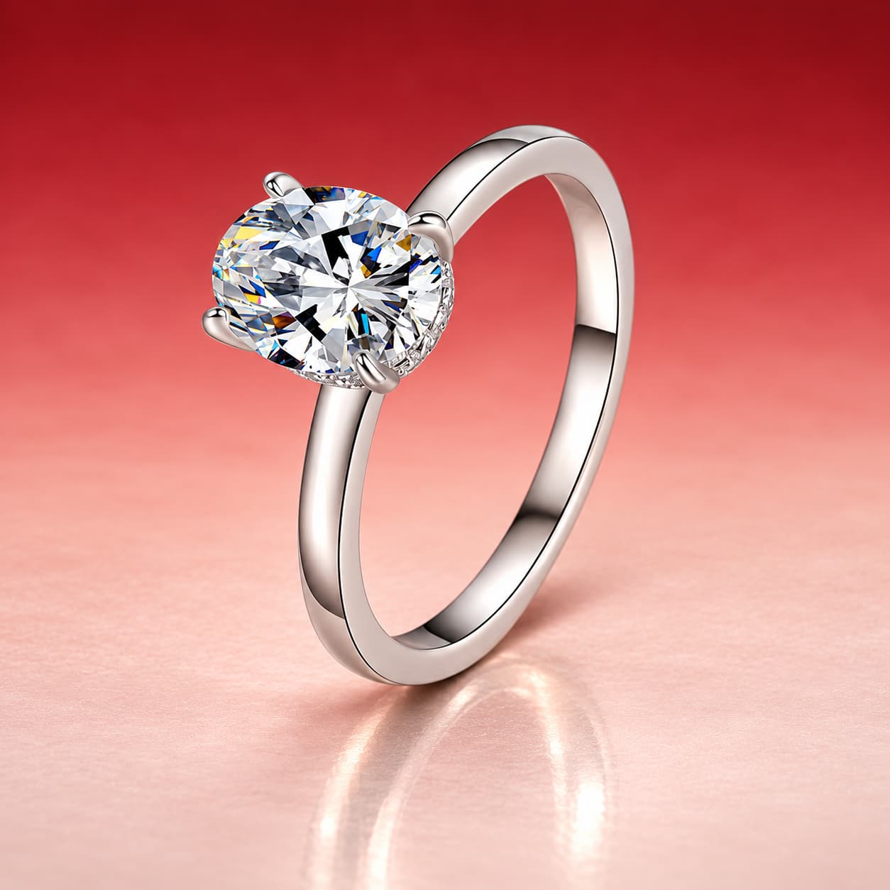 Oval Solitaire Ring — 925 Sterling Silver — image 4