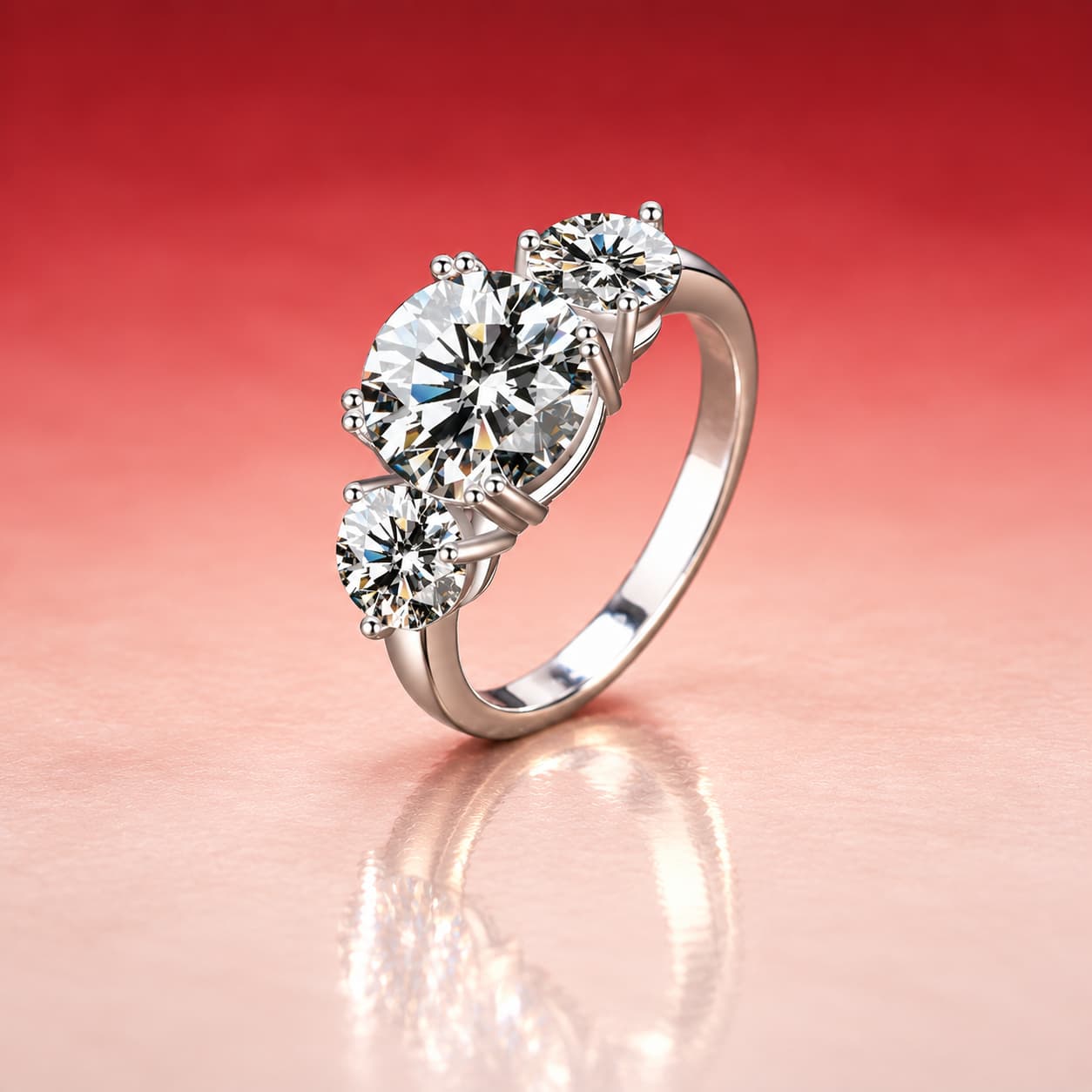 Round Three-Stone Ring — 925 Sterling Silver — image 1