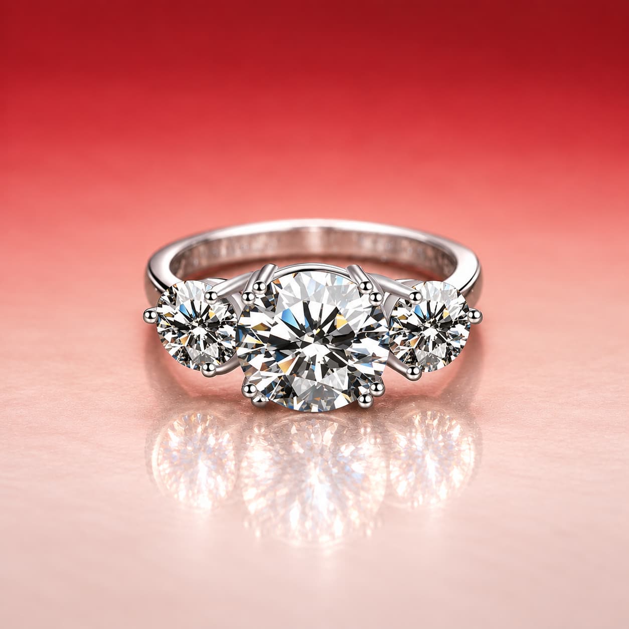 Round Three-Stone Ring — 925 Sterling Silver — image 3