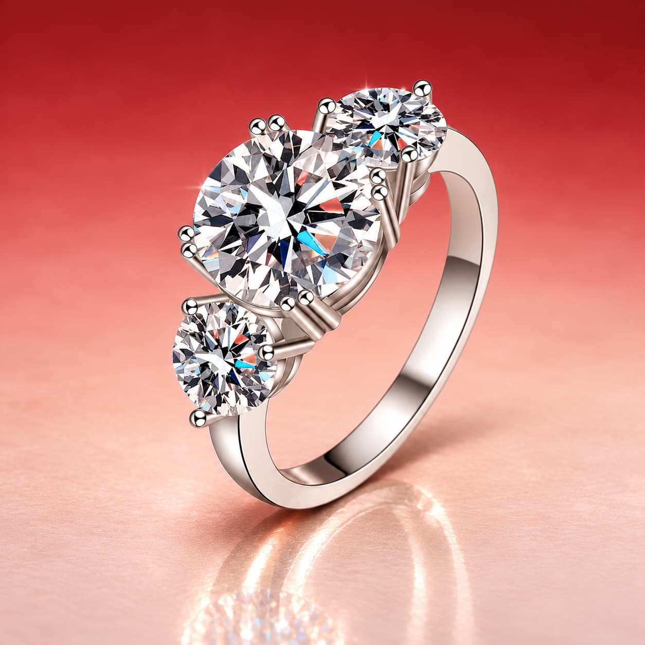 Round Three-Stone Ring — 925 Sterling Silver — image 4