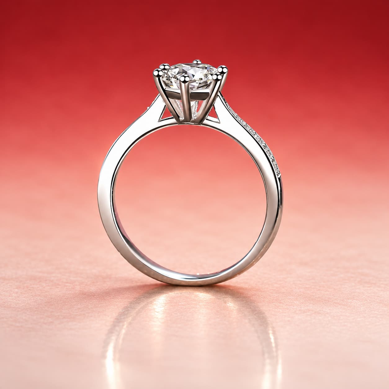 Luna Series · Pavé-Shoulder Six-Prong Solitaire Ring — Sterling Silver — image 3