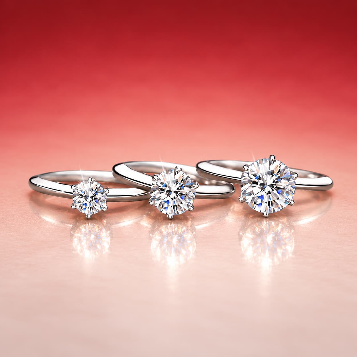 Luna Series · Polished-Band Six-Prong Solitaire Ring — Sterling Silver — image 1