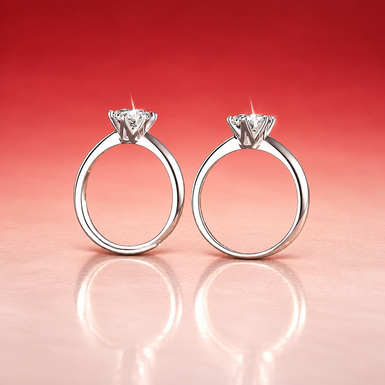 Luna Series · Polished-Band Six-Prong Solitaire Ring — Sterling Silver — image 3