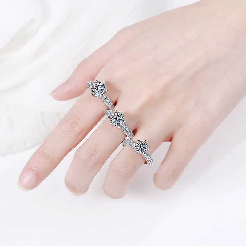 Pavé Shoulder Solitaire Ring — 925 Sterling Silver — image 2