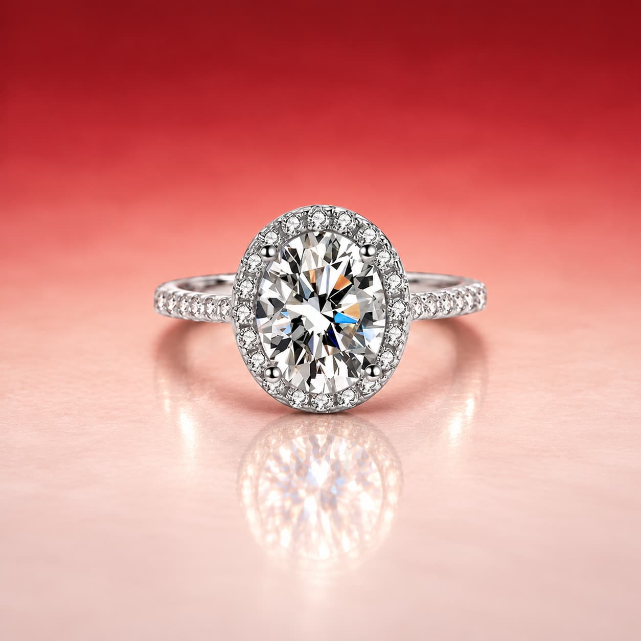 Oval Halo Pavé Shoulder Ring — 925 Sterling Silver — image 1