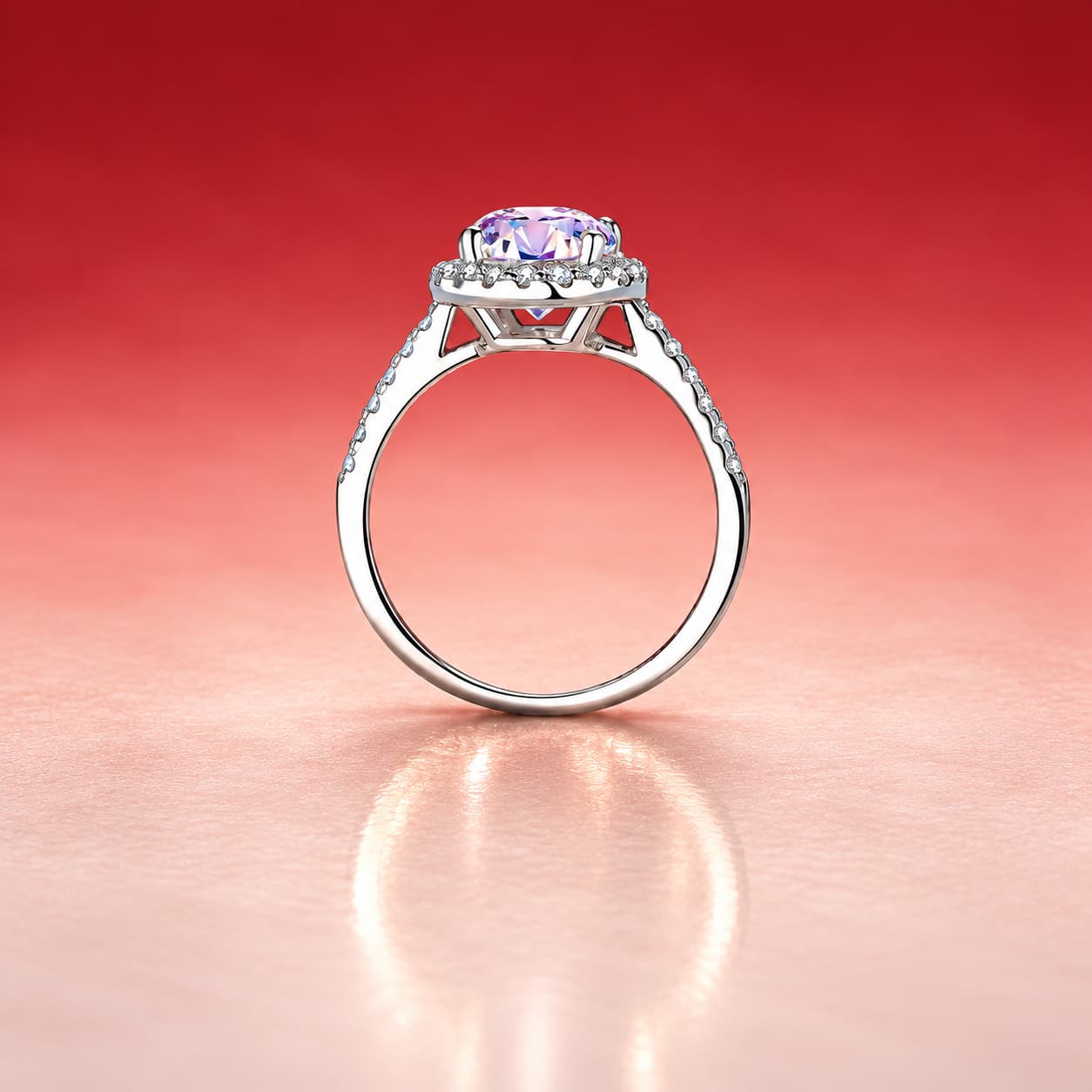 Oval Halo Pavé Shoulder Ring — 925 Sterling Silver — image 3