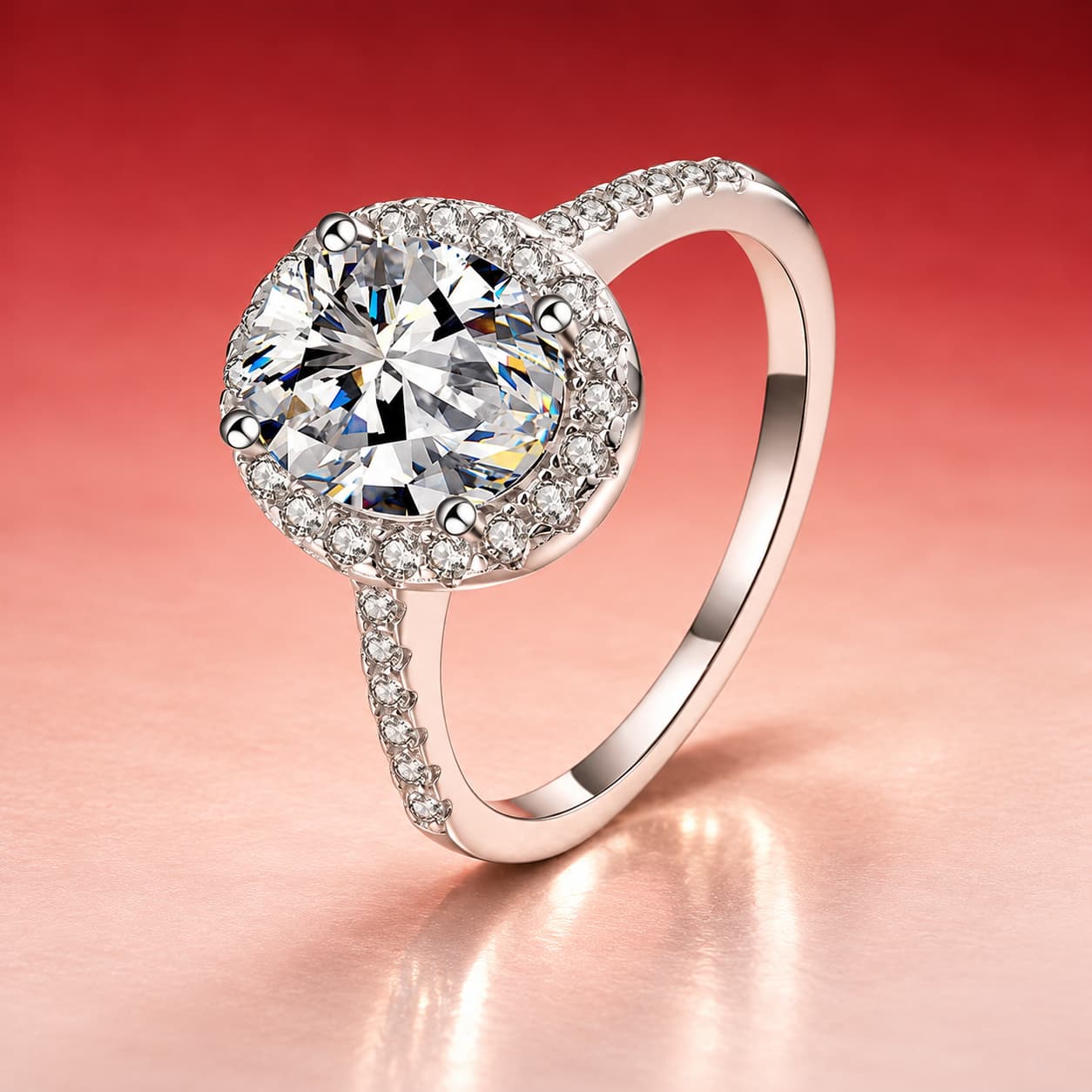 Oval Halo Pavé Shoulder Ring — 925 Sterling Silver — image 4