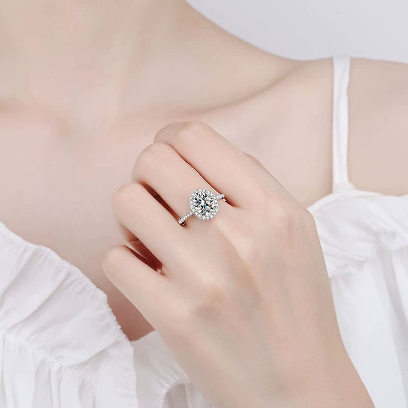 Oval Halo Pavé Shoulder Ring — 925 Sterling Silver — image 2