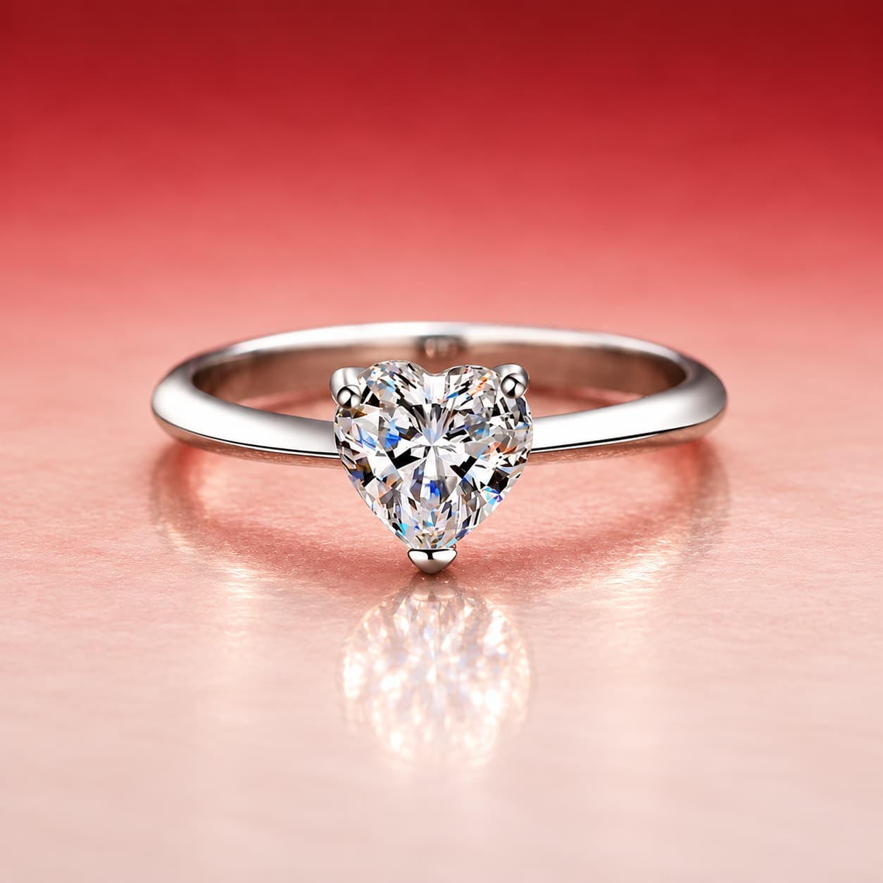 Heart-Cut Solitaire Ring — 925 Sterling Silver — image 1