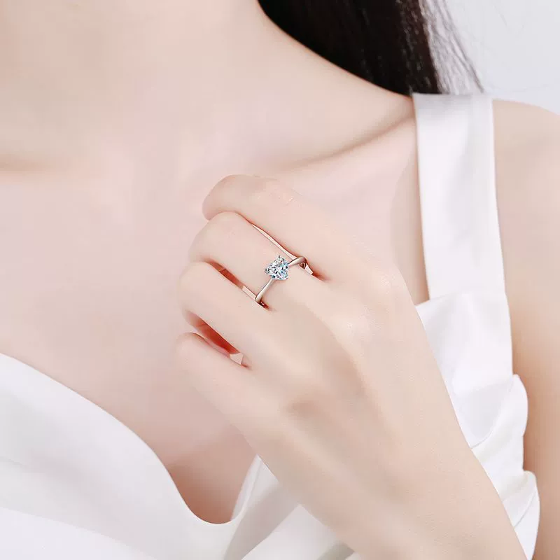 Heart-Cut Solitaire Ring — 925 Sterling Silver — image 2