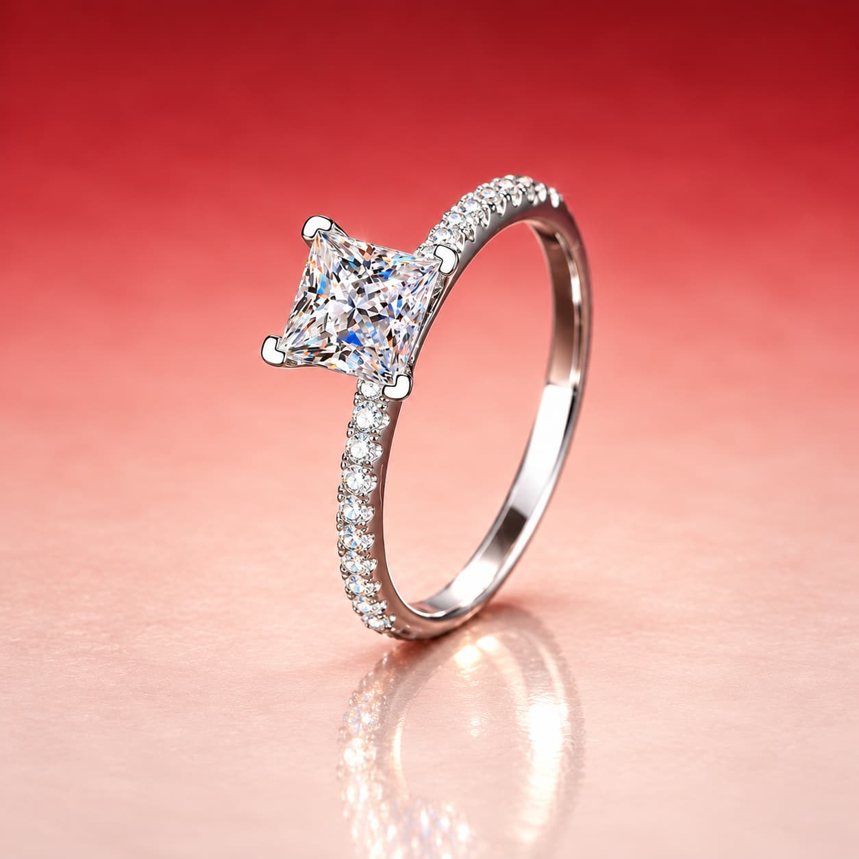 Princess-Cut Solitaire Ring — 925 Sterling Silver — image 1