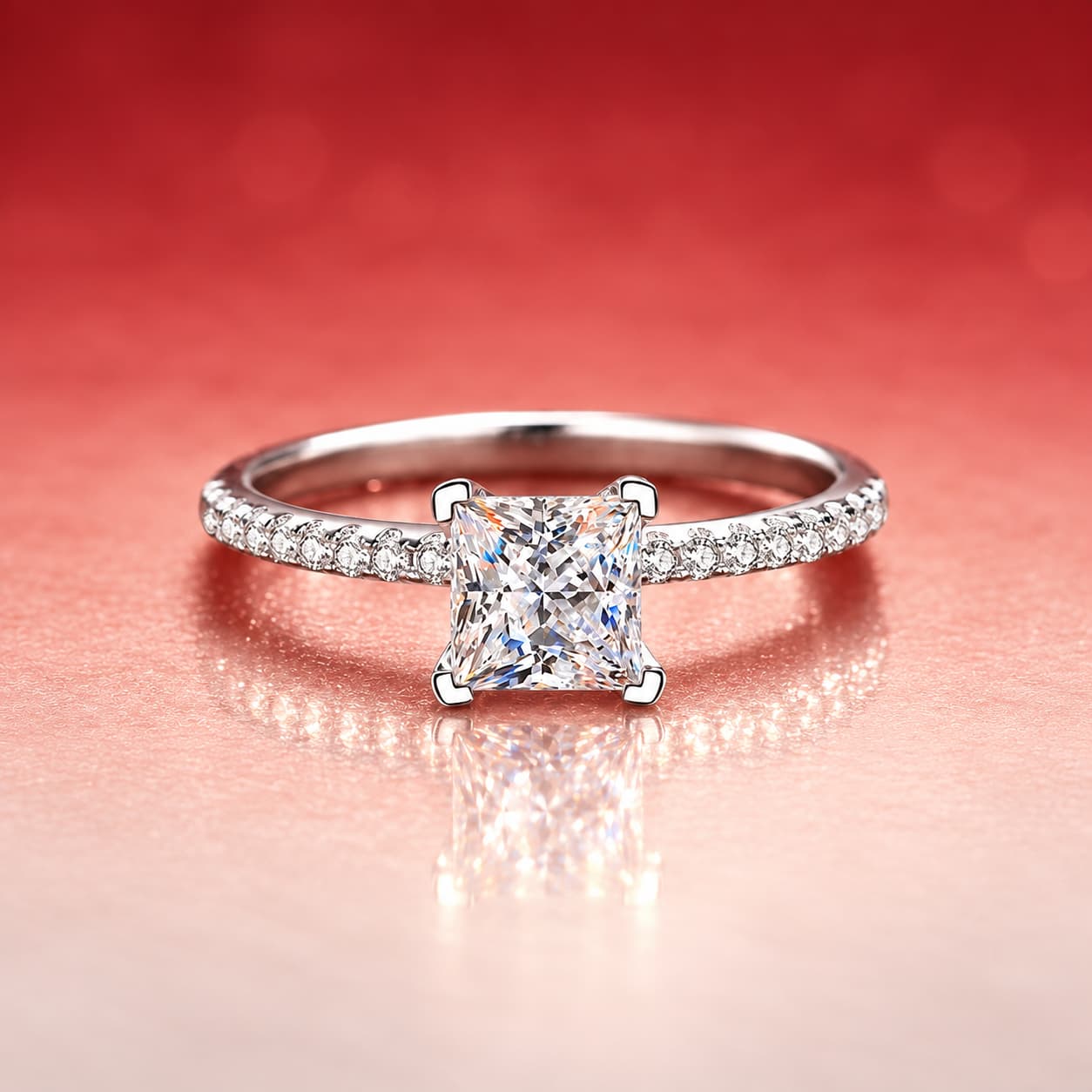 Princess-Cut Solitaire Ring — 925 Sterling Silver — image 3
