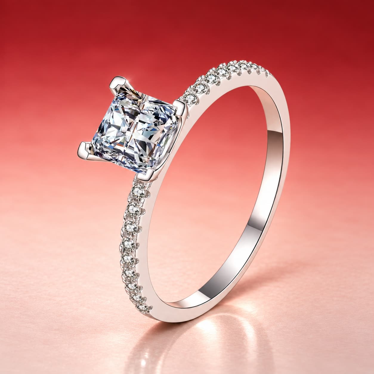 Princess-Cut Solitaire Ring — 925 Sterling Silver — image 4