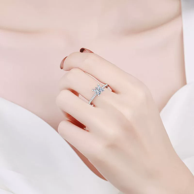 Princess-Cut Solitaire Ring — 925 Sterling Silver — image 2