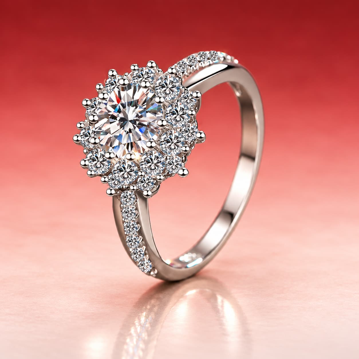 Sunburst Cluster Ring — 925 Sterling Silver — image 1