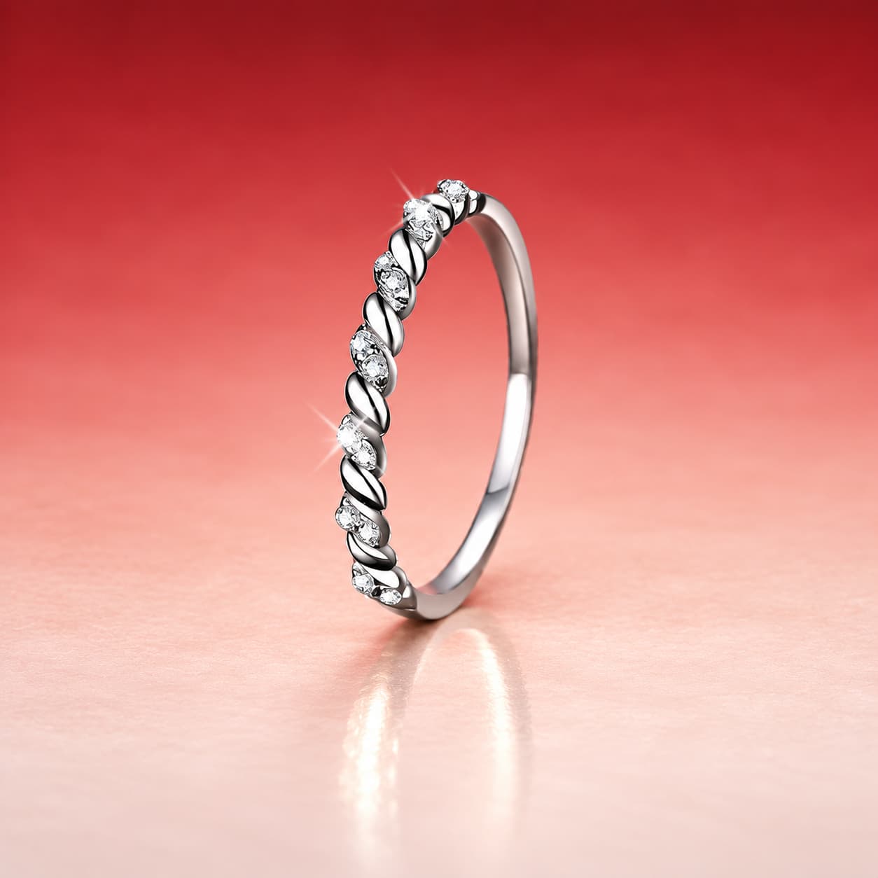 Twisted Pavé Band Ring — 925 Sterling Silver — image 1