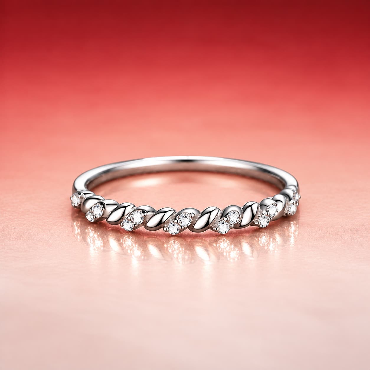 Twisted Pavé Band Ring — 925 Sterling Silver — image 3