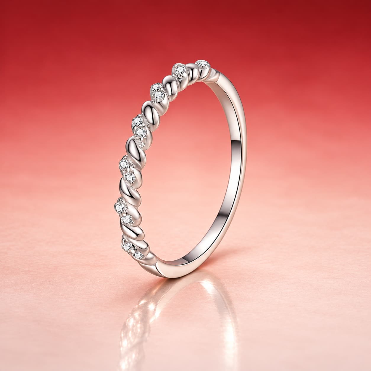 Twisted Pavé Band Ring — 925 Sterling Silver — image 4