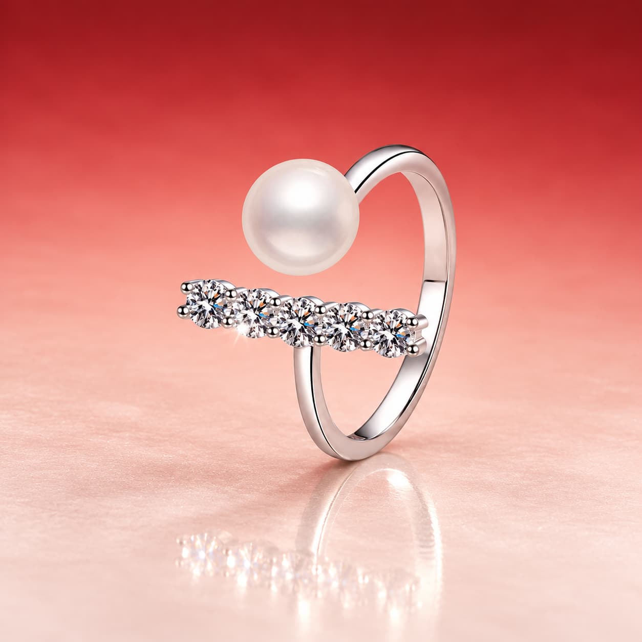 Pearl-and-Stone Accent Ring — 925 Sterling Silver — image 1