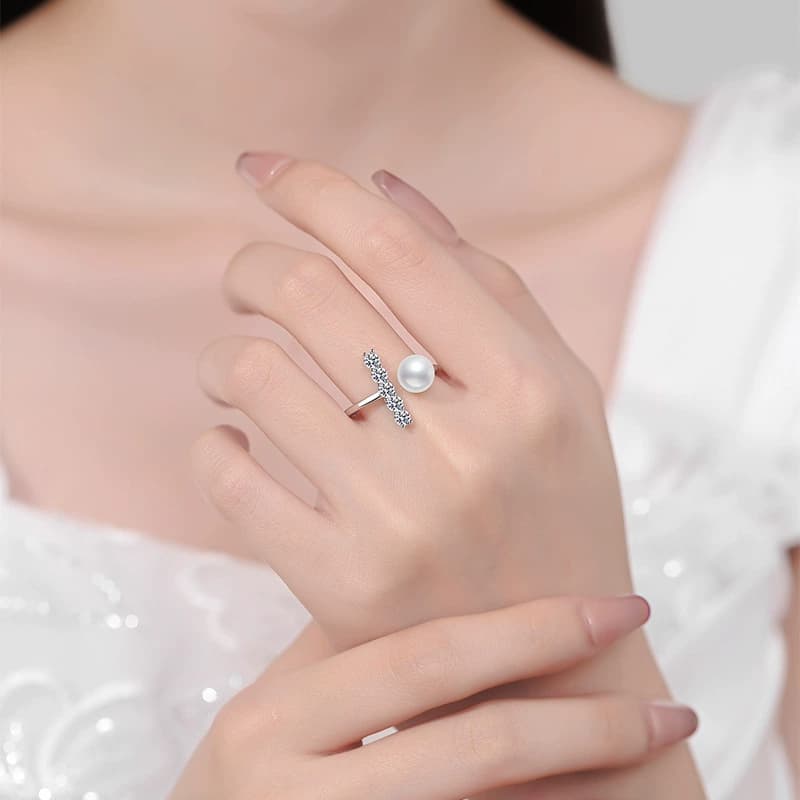 Pearl-and-Stone Accent Ring — 925 Sterling Silver — image 2