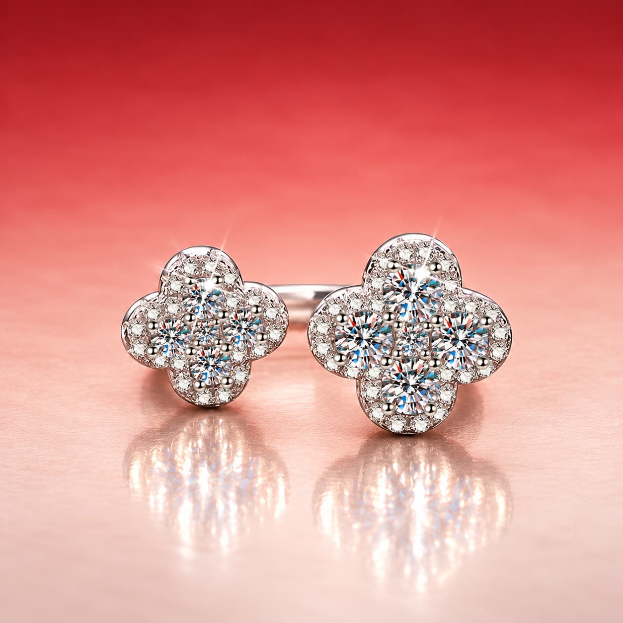 Open Clover Ring — 925 Sterling Silver — image 1