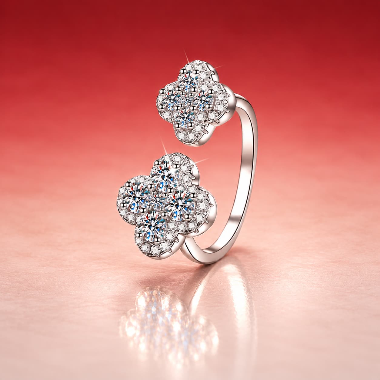 Open Clover Ring — 925 Sterling Silver — image 3