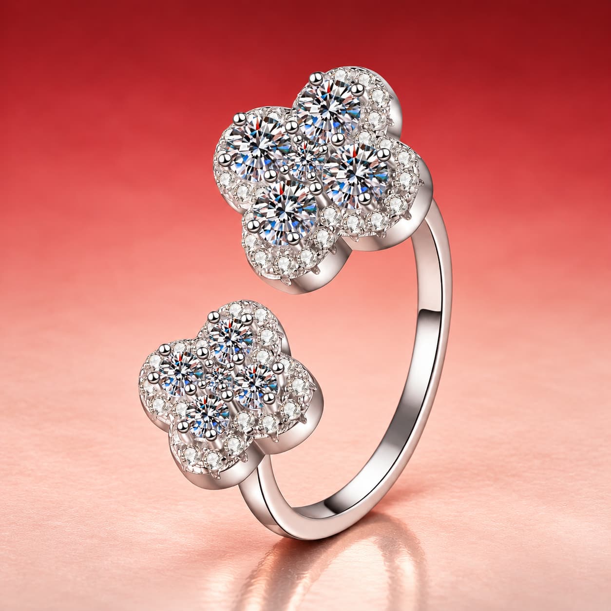 Open Clover Ring — 925 Sterling Silver — image 4