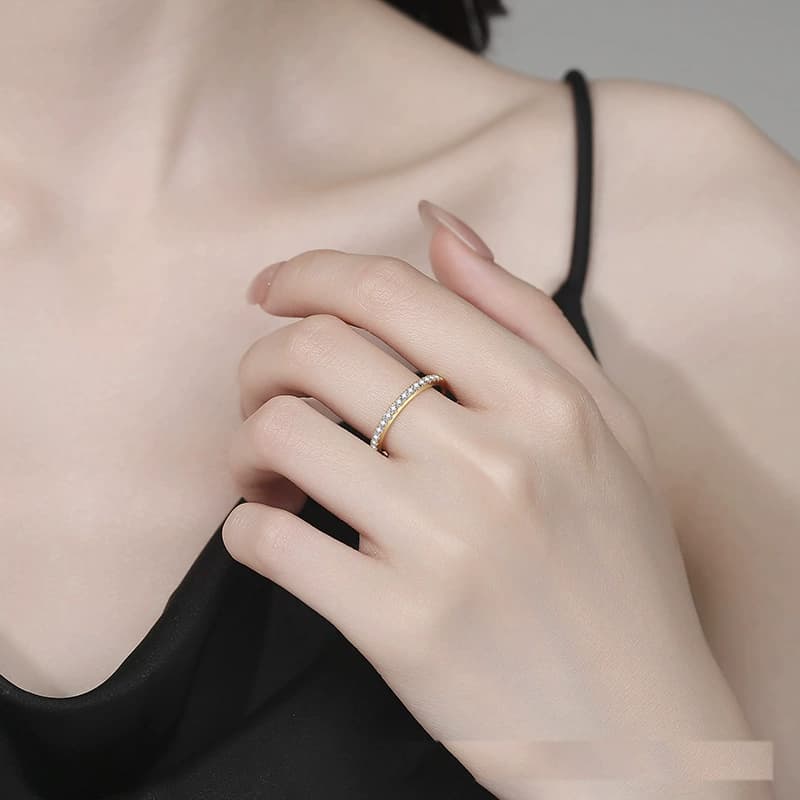 Sol Series · Gold-Tone Pavé Band Ring — 925 Sterling Silver — image 2