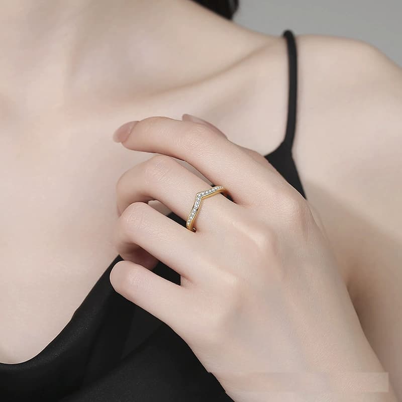 Sol Series · Gold-Tone Chevron Band Ring — 925 Sterling Silver — image 2