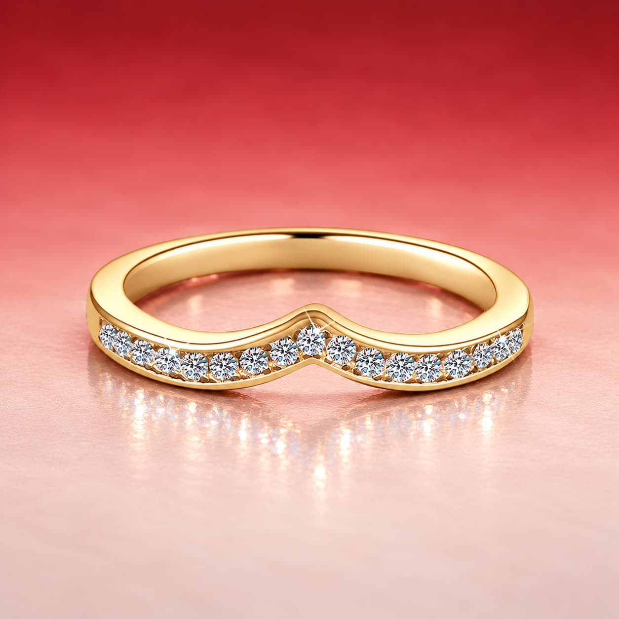 Sol Series · Gold-Tone Chevron Band Ring — 925 Sterling Silver — image 1