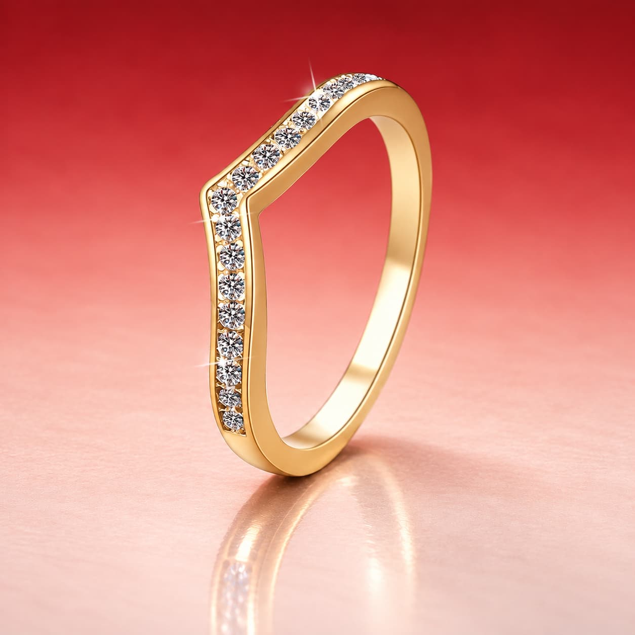 Sol Series · Gold-Tone Chevron Band Ring — 925 Sterling Silver — image 3