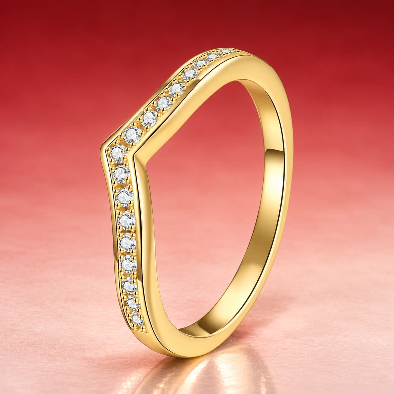 Sol Series · Gold-Tone Chevron Band Ring — 925 Sterling Silver — image 4