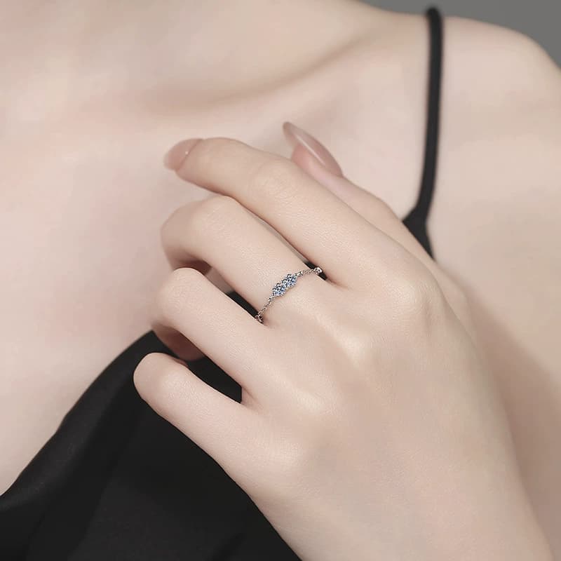 Petite Two-Stone Chain Ring — 925 Sterling Silver — image 2