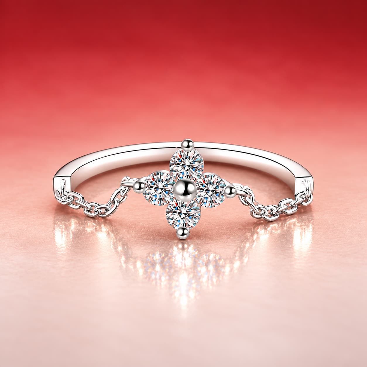 Clover Chain Ring — 925 Sterling Silver — image 1