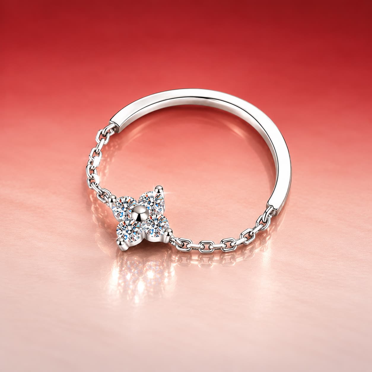 Clover Chain Ring — 925 Sterling Silver — image 3