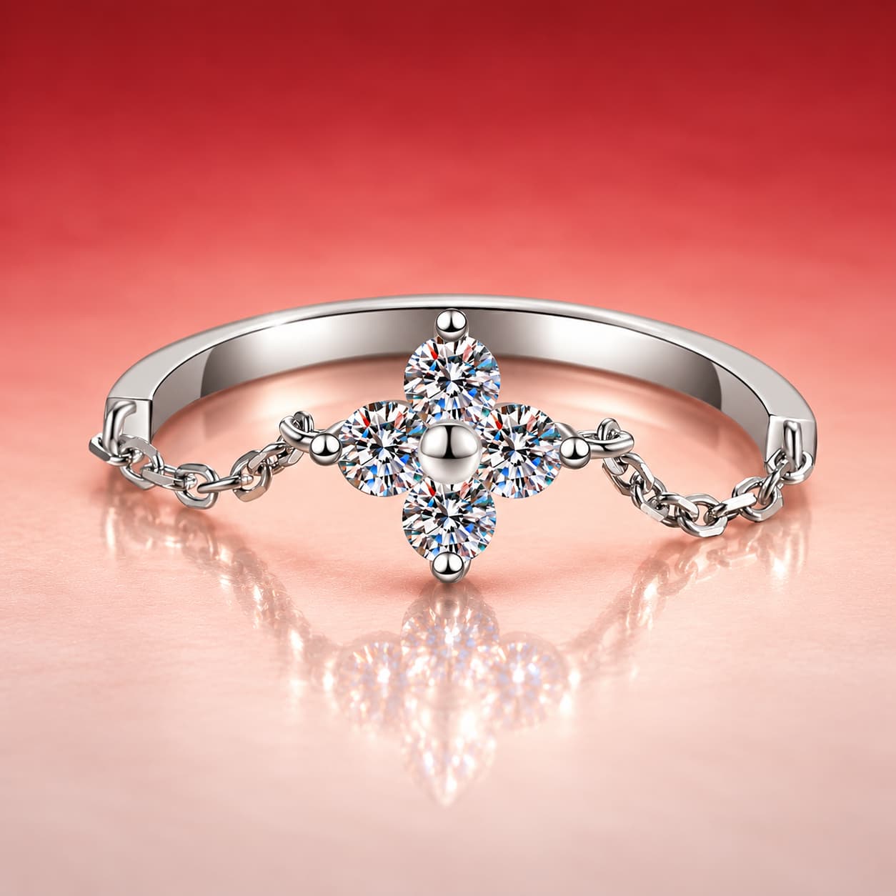 Clover Chain Ring — 925 Sterling Silver — image 4