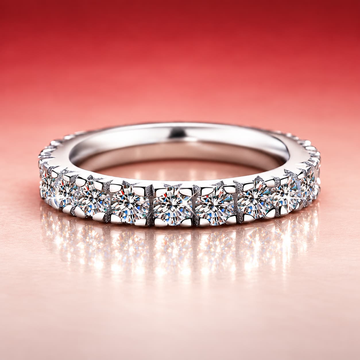 Round Stone Eternity Ring — 925 Sterling Silver — image 3
