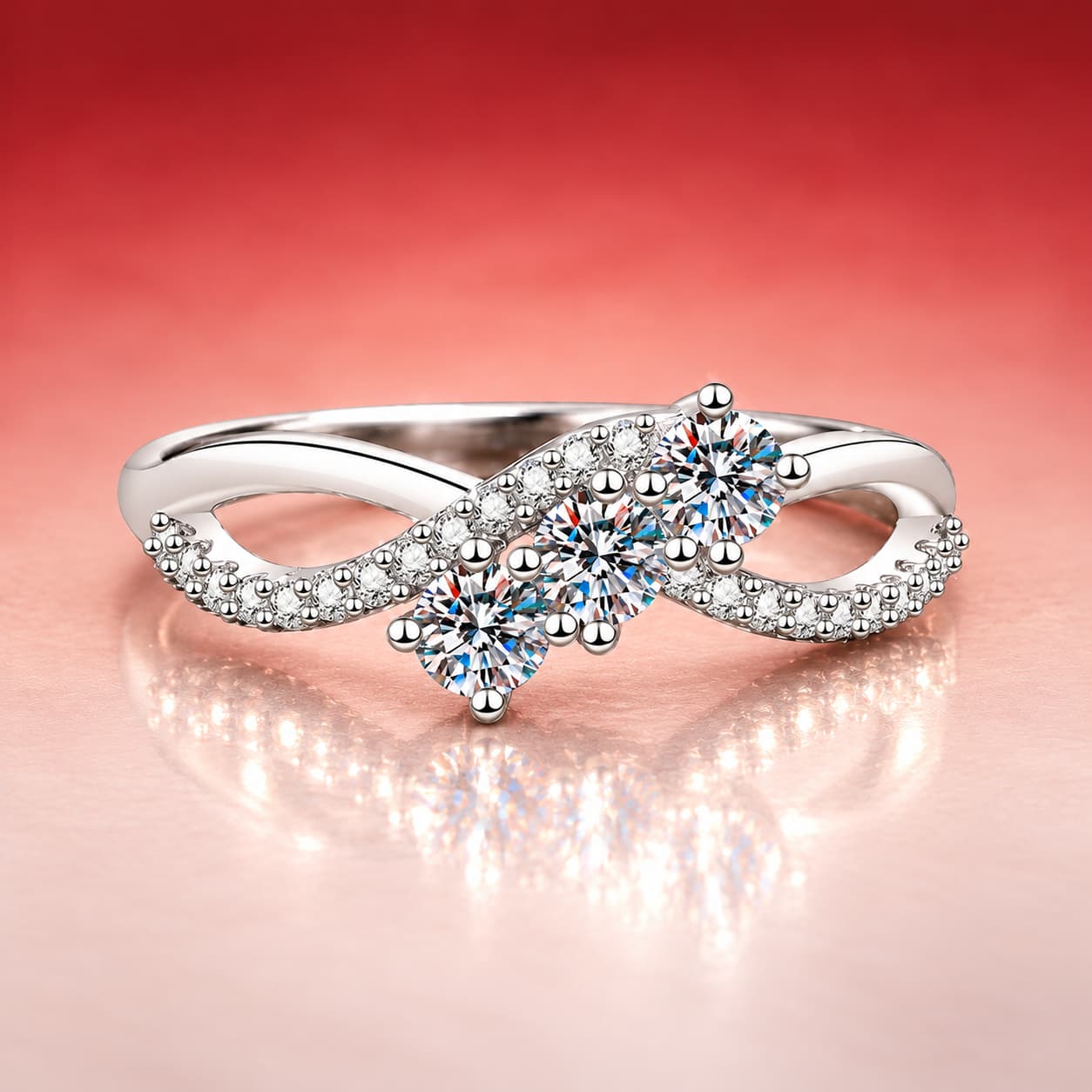Three-Stone Crossover Ring — 925 Sterling Silver — image 1