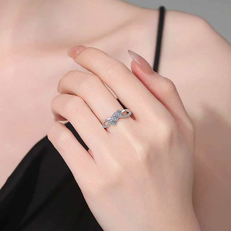Three-Stone Crossover Ring — 925 Sterling Silver — image 2