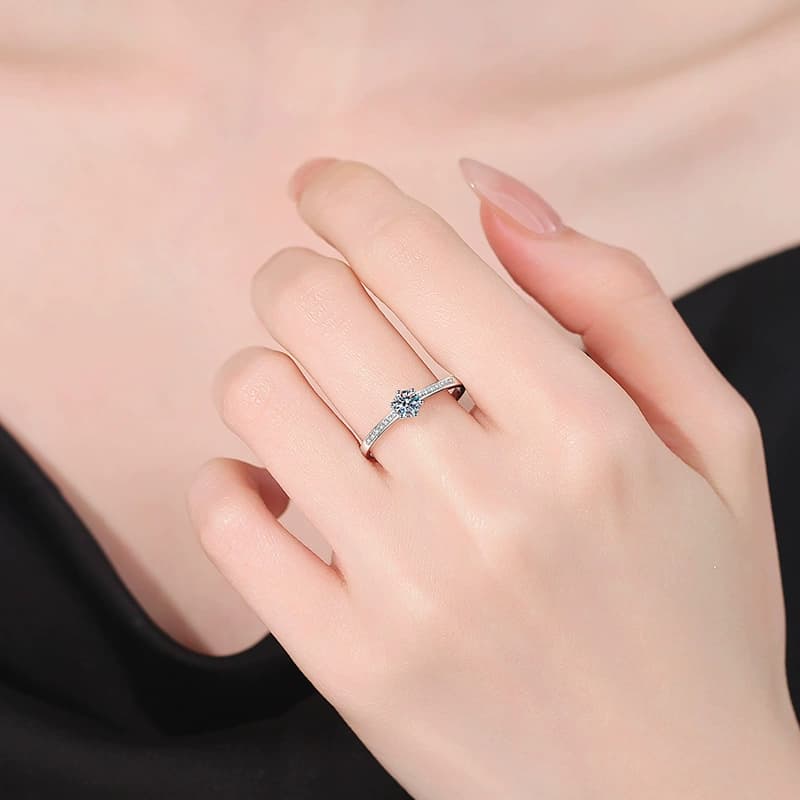 Luna Series · Slender Pavé Six-Prong Solitaire Ring — Sterling Silver — image 2