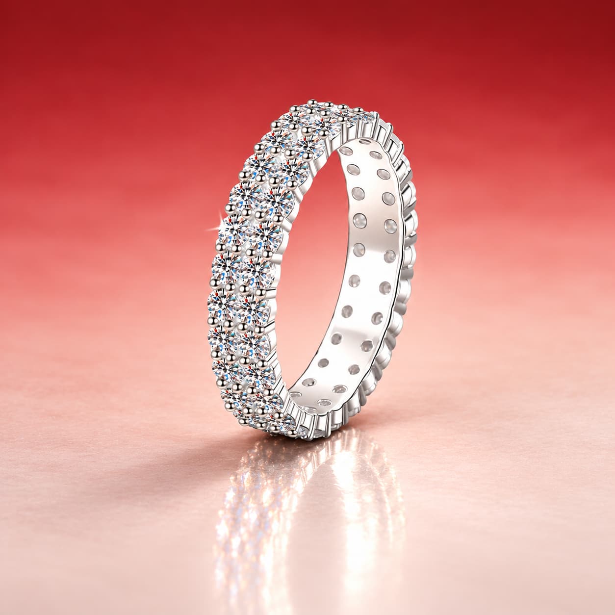 Double-Row Pavé Band Ring — 925 Sterling Silver — image 1