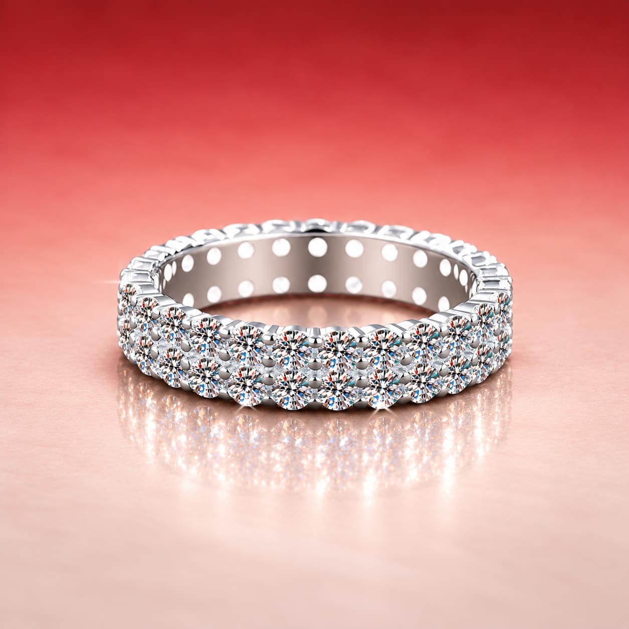 Double-Row Pavé Band Ring — 925 Sterling Silver — image 3