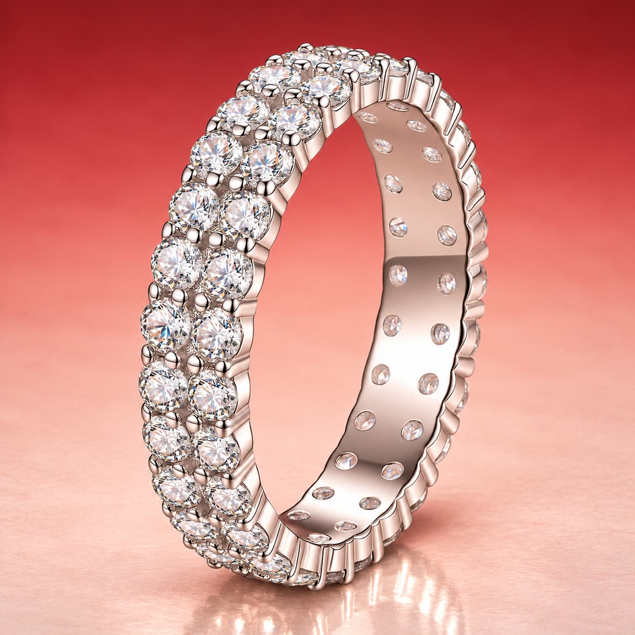 Double-Row Pavé Band Ring — 925 Sterling Silver — image 4